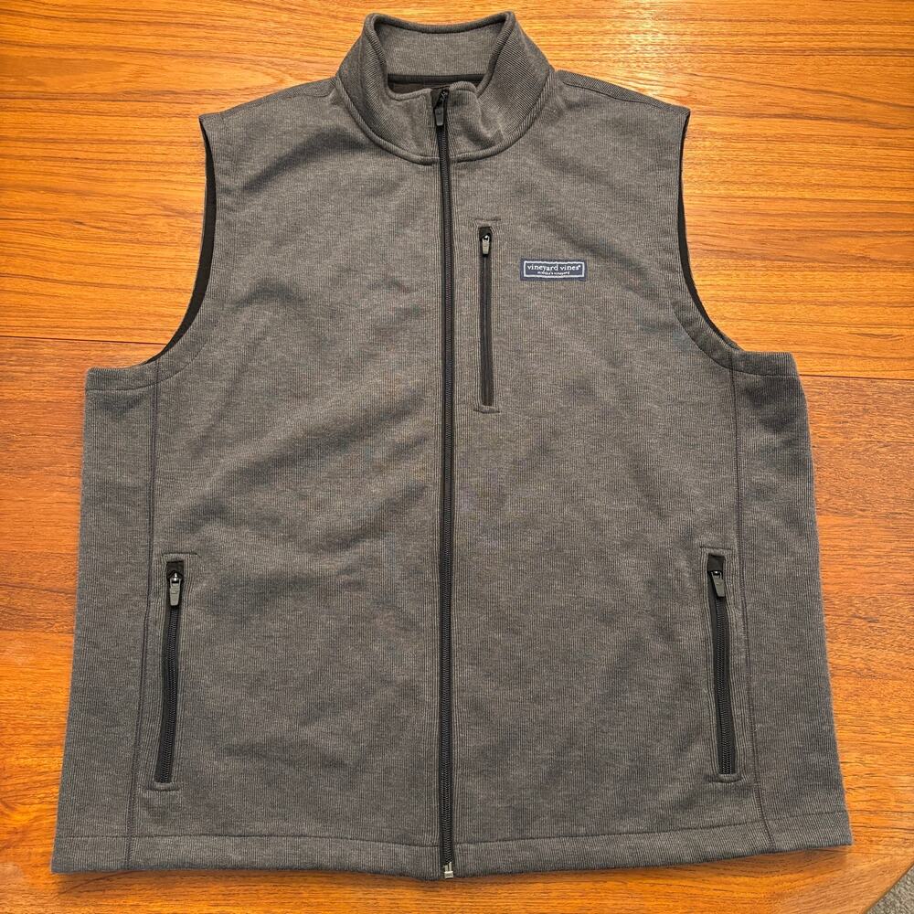 Vineyard Vines Men's Gray Full zip knit vest size XL